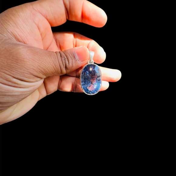 Blue mystic topaz 925 Sterling Silver Pendant - Picture 5 of 10